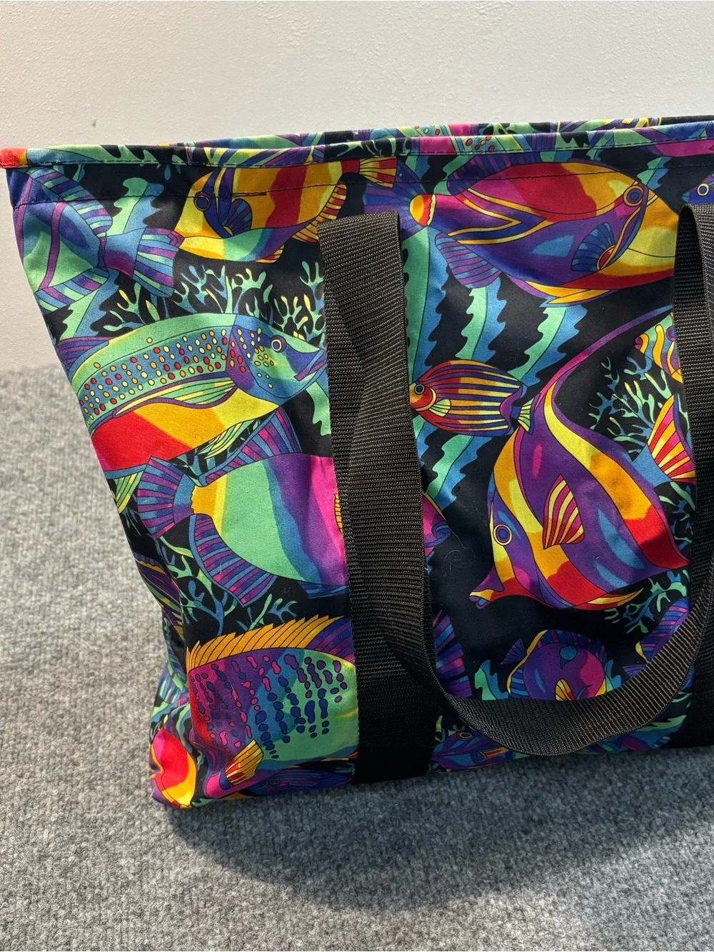 Design Hawaii By Victor Tropical Fish Tote Bag Vintage Canvas Zipper Beach Pool